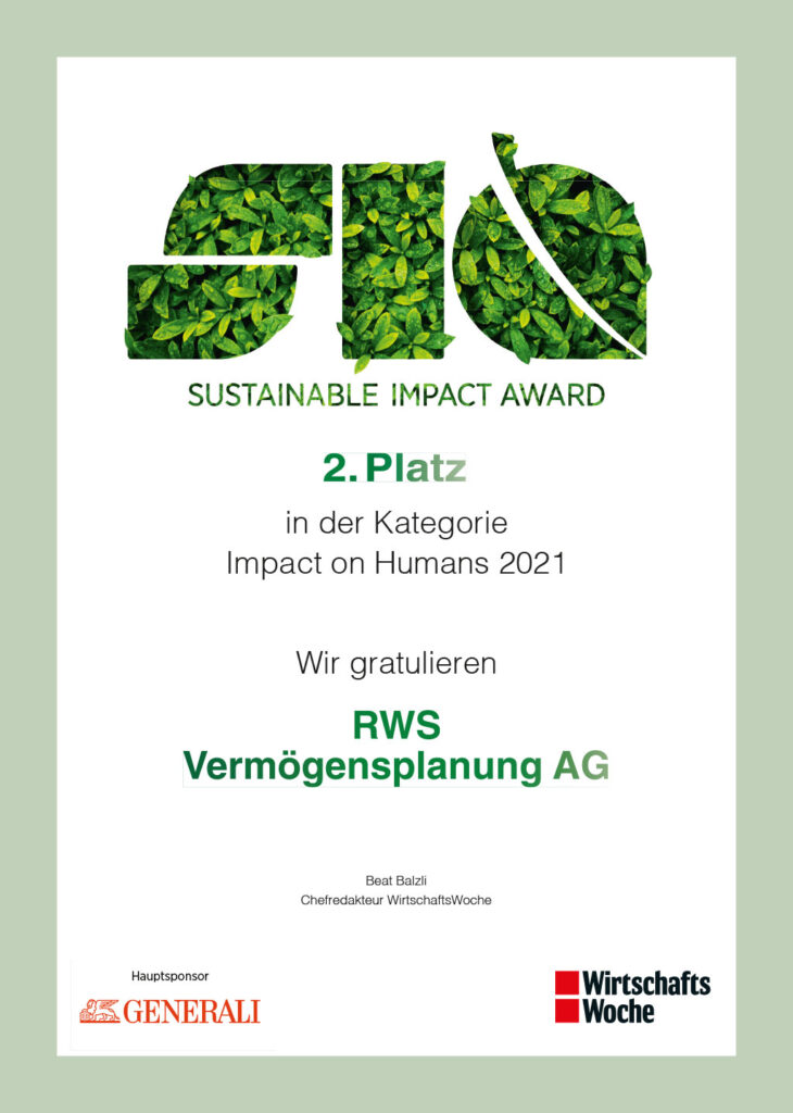 SIA - Sustainable Impact Award - 2. Platz in der Kategorie Impact on Humans 2021